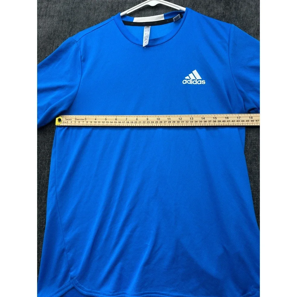 Adidas Aeroready Performance T Shirt Mens Small Blue Mesh Logo Athletic Workout